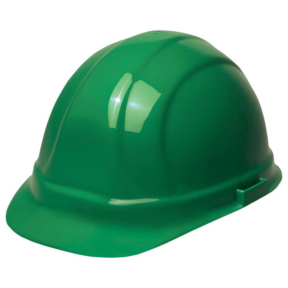 Hard Hat, ERB Omega II, Cap Style, Ratchet Suspension,Green, 19958